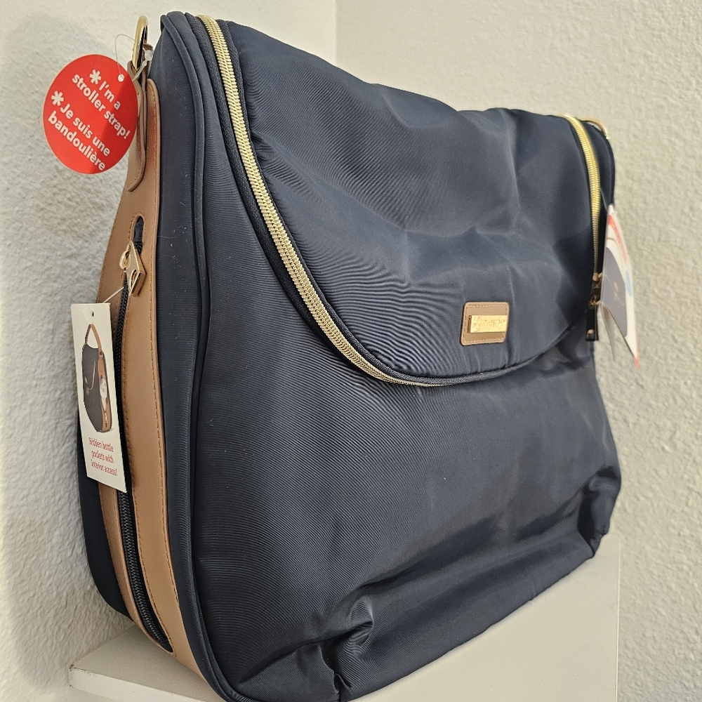 Skip Hop Navy Blue Zip Up Baby Diaper Bag With Stroller Straps NWT With Gold Zip - Picture 4 of 16